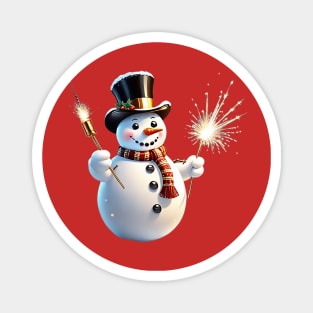 SNOWMAN AND SPARKLER Magnet